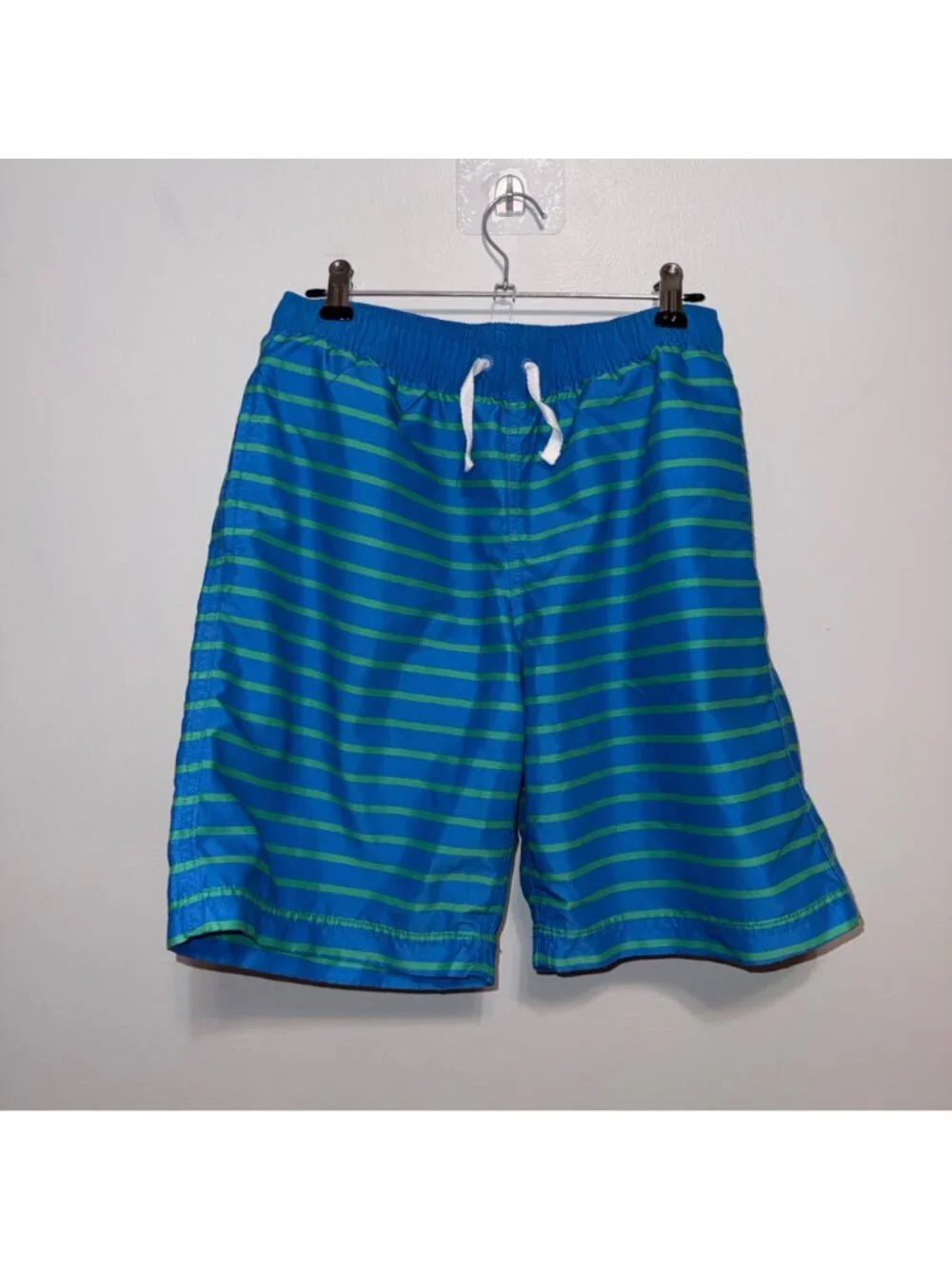 Hanna Andersson Boys Blue & Green Striped Swim Shorts Size 150CM Size 12